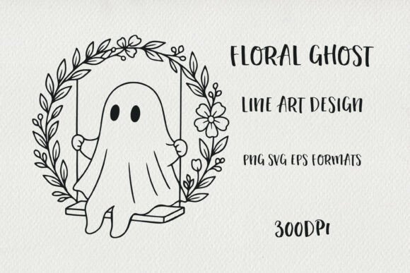 Рand-drawn Floral Ghost Illustration: A Fresh Graphics Review