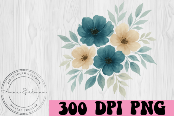 Blue Ivory Floral Arrangement: Graphics and Illustrations for Local Brands
