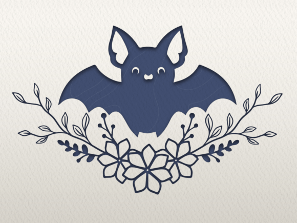 Cute Floral Baby Bat Halloween SVG PNG Graphics & Illustrations
