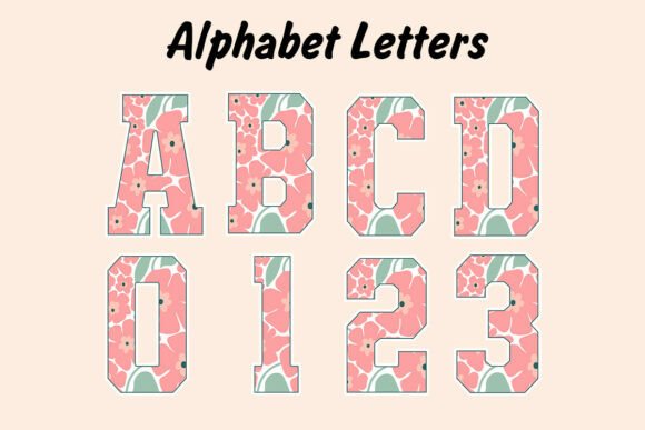 Cute Preppy Retro Floral Alphabet PNG: Graphics for Illustrations