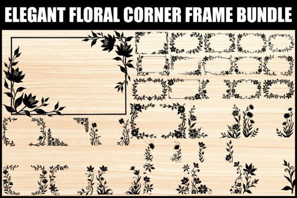 Elegant Floral Corner Frame Bundle: Premium Graphics for Illustrations