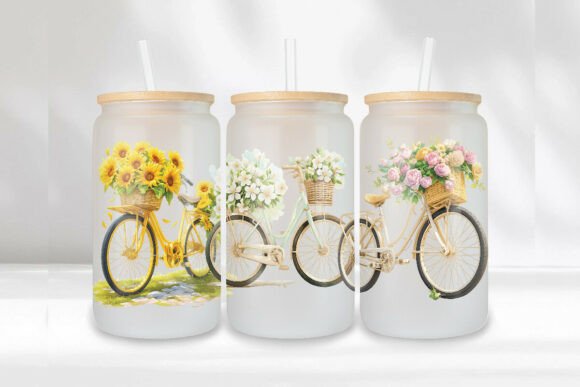 Floral Bicycles 16oz Glass Can Wrap Graphics & Illustrations Review