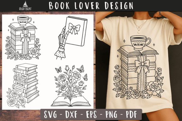 Floral Book Stack SVG: Graphics & Illustrations for Blogs