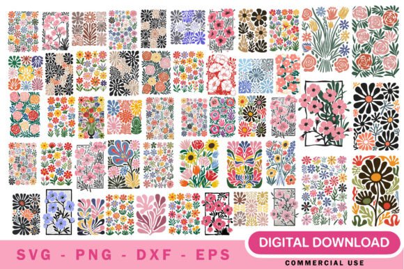Floral Botanical Pattern SVG for Modern Graphics & Illustrations