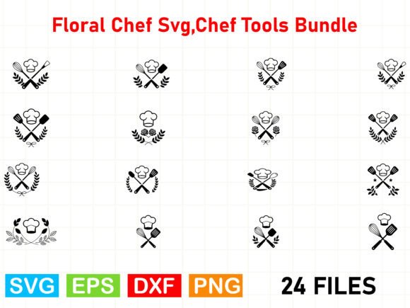 Floral Chef Svg,Chef Tools Bundle for Graphics and Illustrations