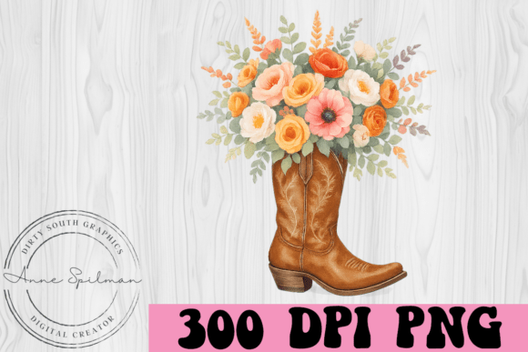 Floral Cowgirl Boot Graphics and Illustrations for Modern Blogs