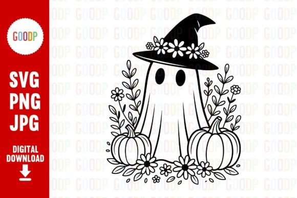 Floral Witch Ghost with Pumpkins SVG: Graphics & Illustrations Review