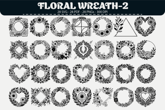 Floral Wreath Clipart – 28 Designs for Graphics & Illustrations