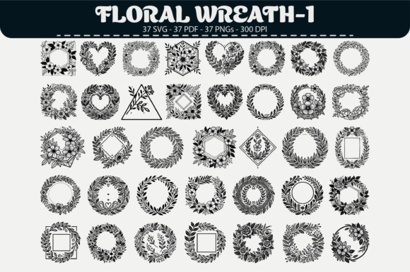 Floral Wreath Clipart – 37 Designs for Graphics & Illustrations