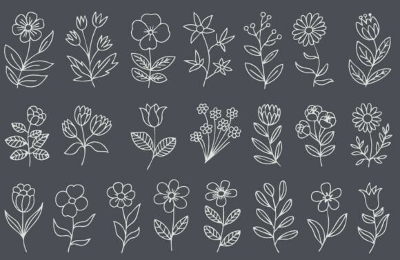 Minimal Flower Line Art Floral SVG EPS Graphics for Editors
