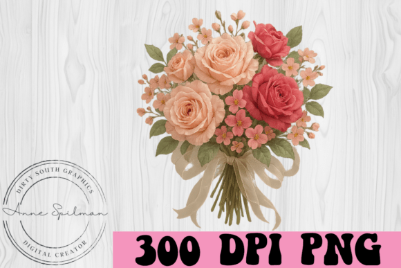 Pink Shades of Roses Floral Bouquet for Graphics and Illustrations
