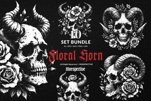 Review: 10 Bundle Dark Art Skull Horn and Floral Graphics