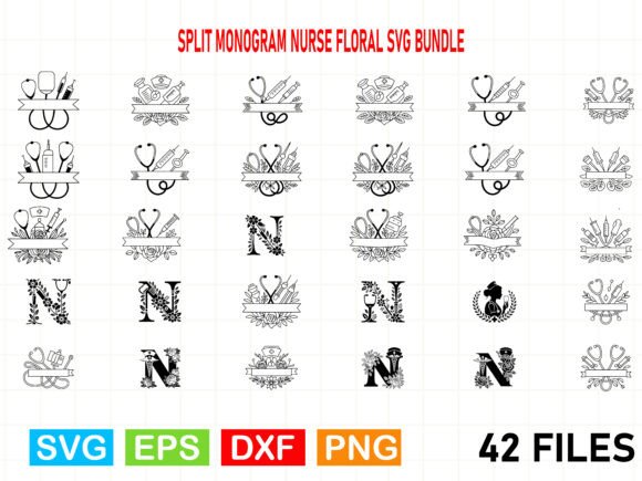 Split Monogram Nurse Floral Svg Bundle: Graphics & Illustrations Review