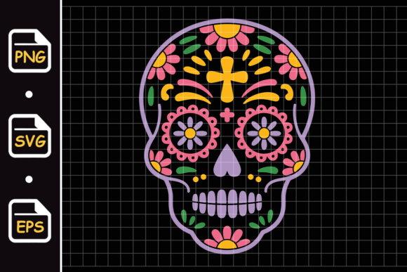 Sugar Skull Day of the Dead Floral Graphics and Illustrations