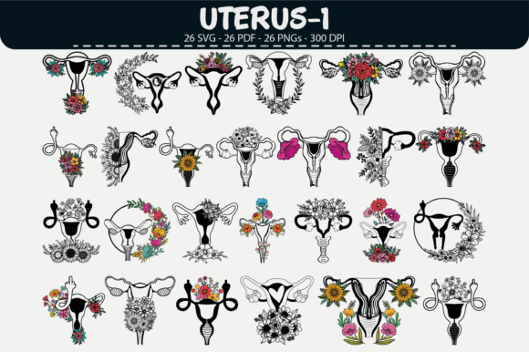 Uterus Floral Clipart – 26 Designs: Premium Graphics and Illustrations