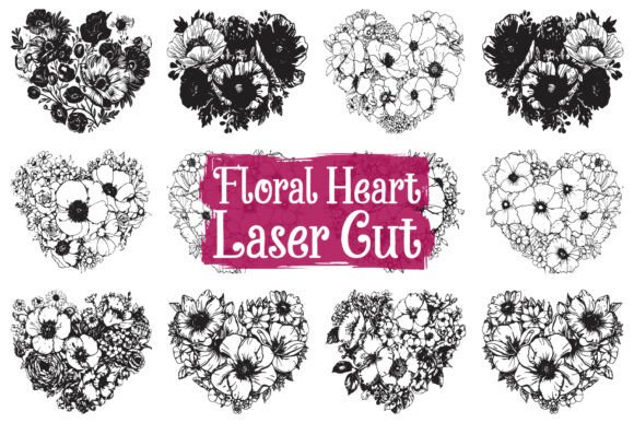 Wedding Floral Heart Clipart for Graphics & Illustrations