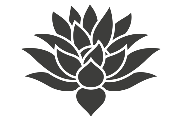 Yoga Floral Symbol. Lotus Logo. Black or Graphics and Illustrations